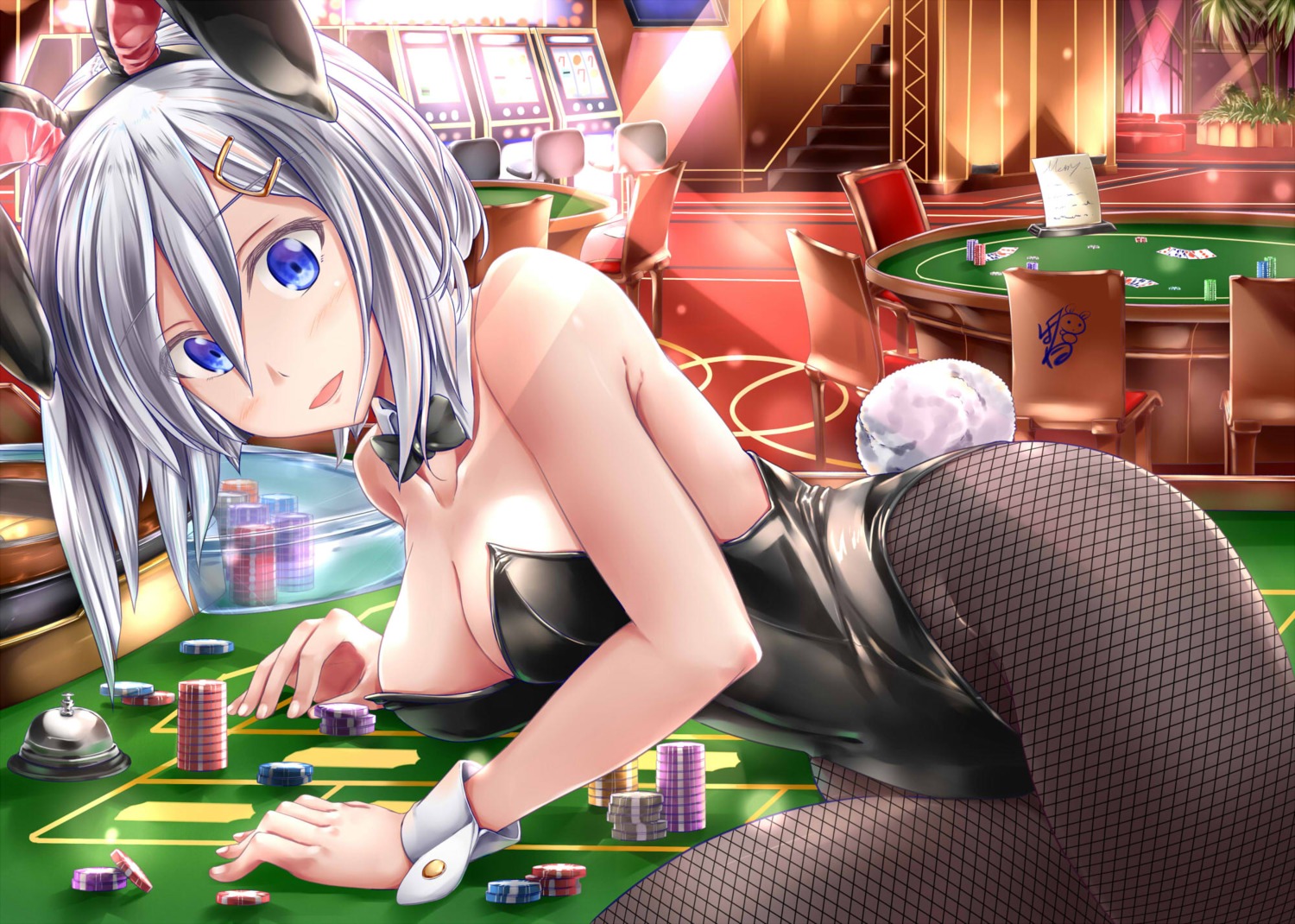 animal_ears, ayakase_hotaru, bunny_ears, bunny_girl, fishnets, hamakaze_(kancolle), kantai_collection, pantyhose