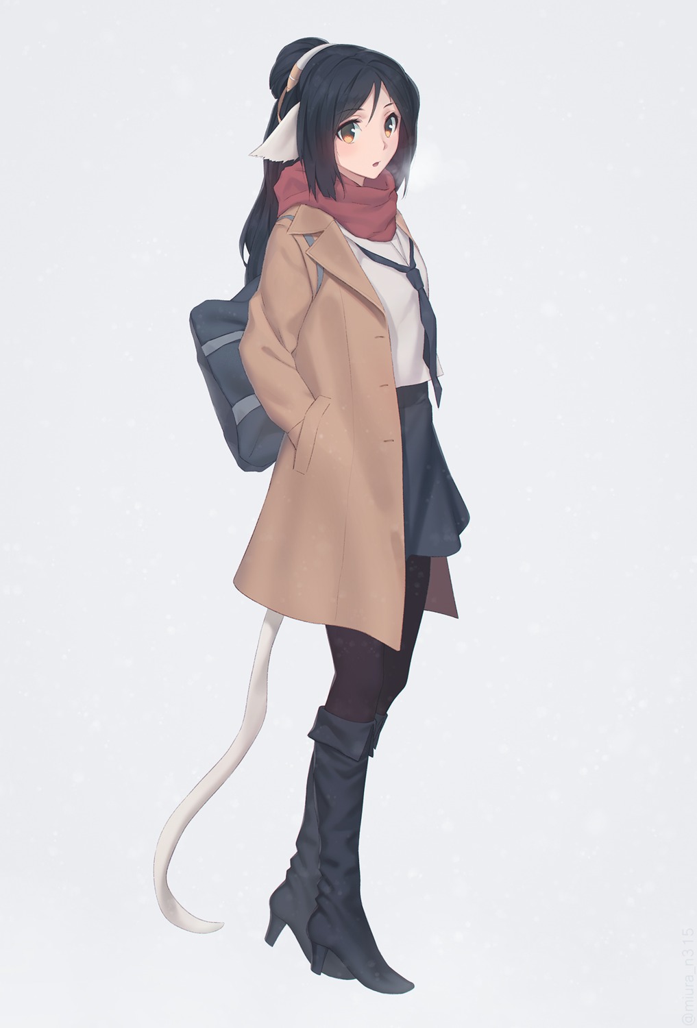 animal_ears, heels, kuon_(utawarerumono), miura_naoko, pantyhose, seifuku, tail, utawarerumono