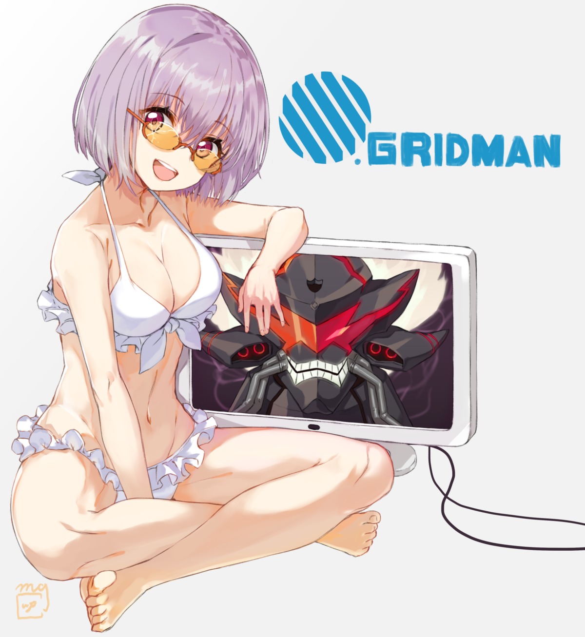 bikini, cleavage, gridman_universe, mecha, megane, mugcup, shinjou_akane, ssss.gridman