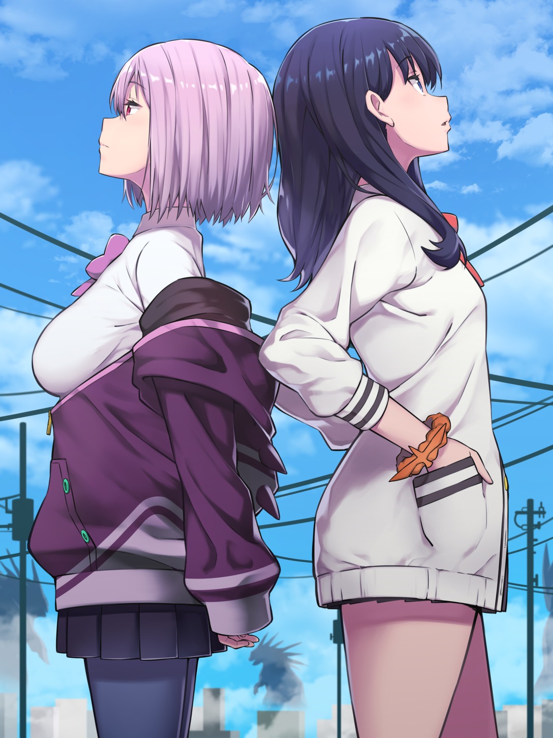gridman_universe, pantyhose, seifuku, shinjou_akane, ssss.gridman, sweater, takahan, takarada_rikka