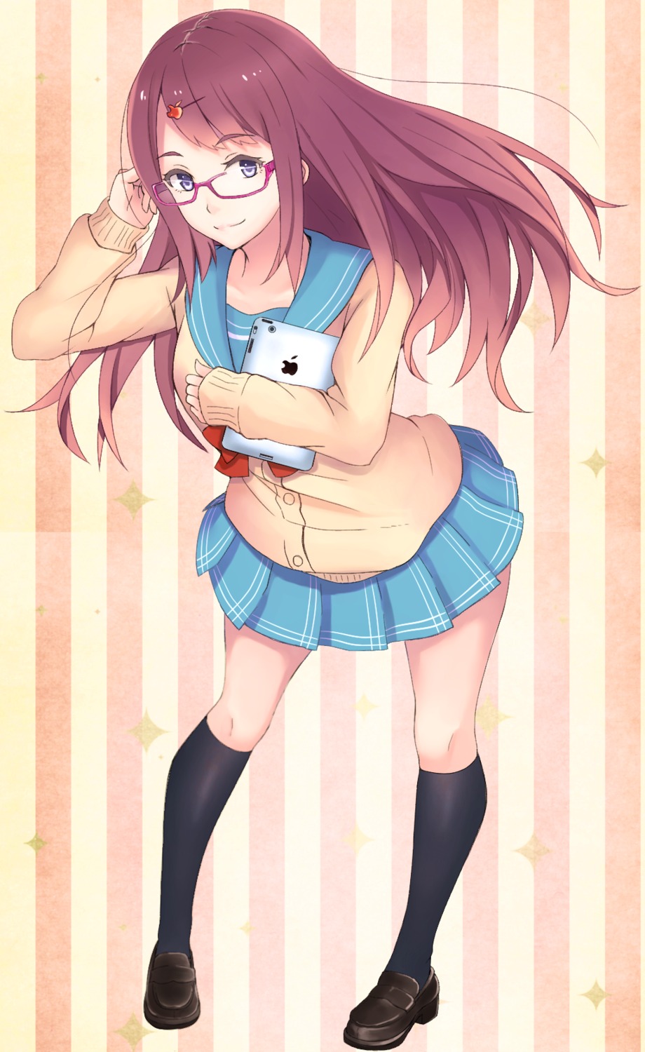 heels, megane, saitoo, seifuku, sweater