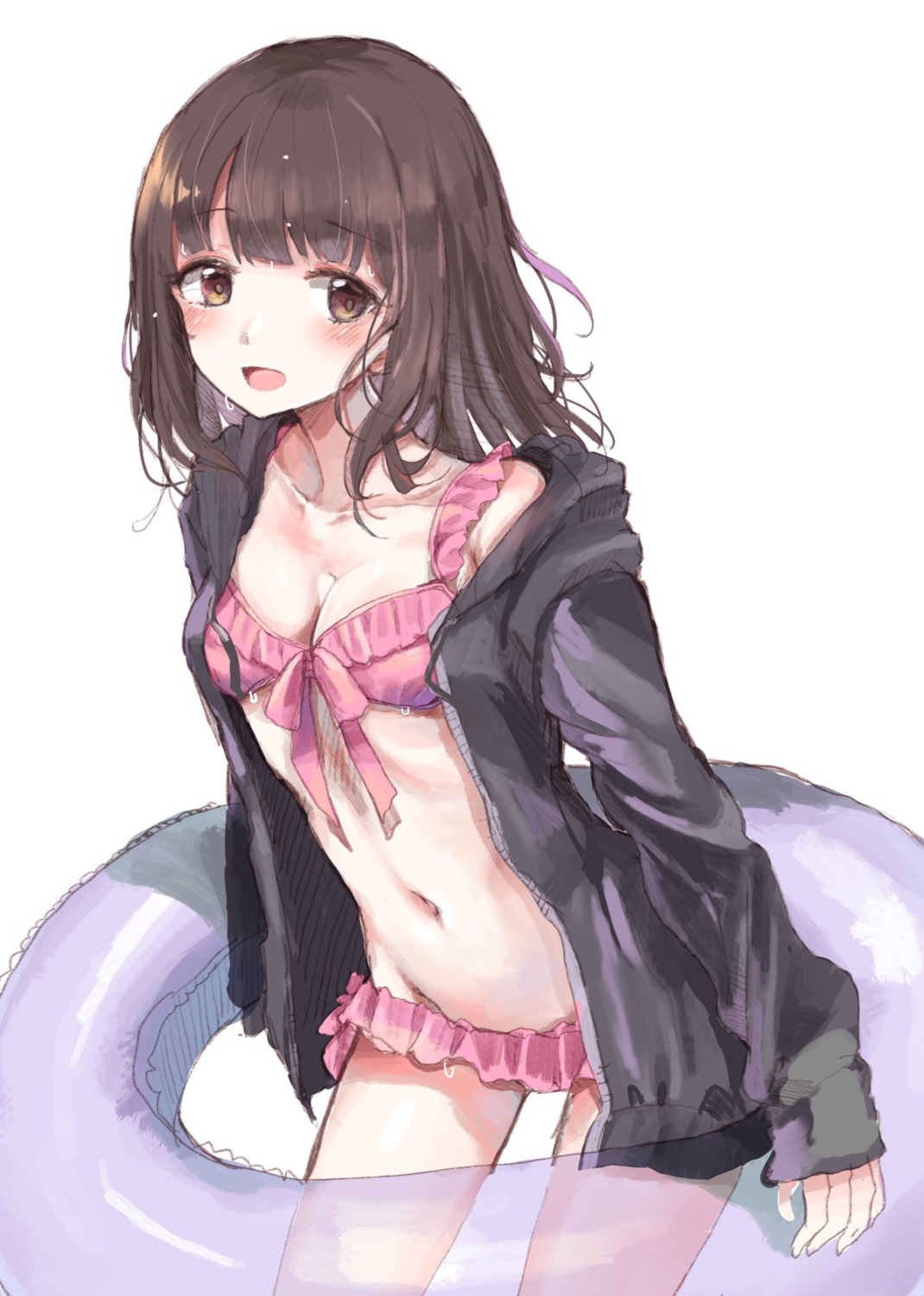 bikini, cleavage, menhera-chan., nanase_kurumi, open_shirt, sak, swimsuits