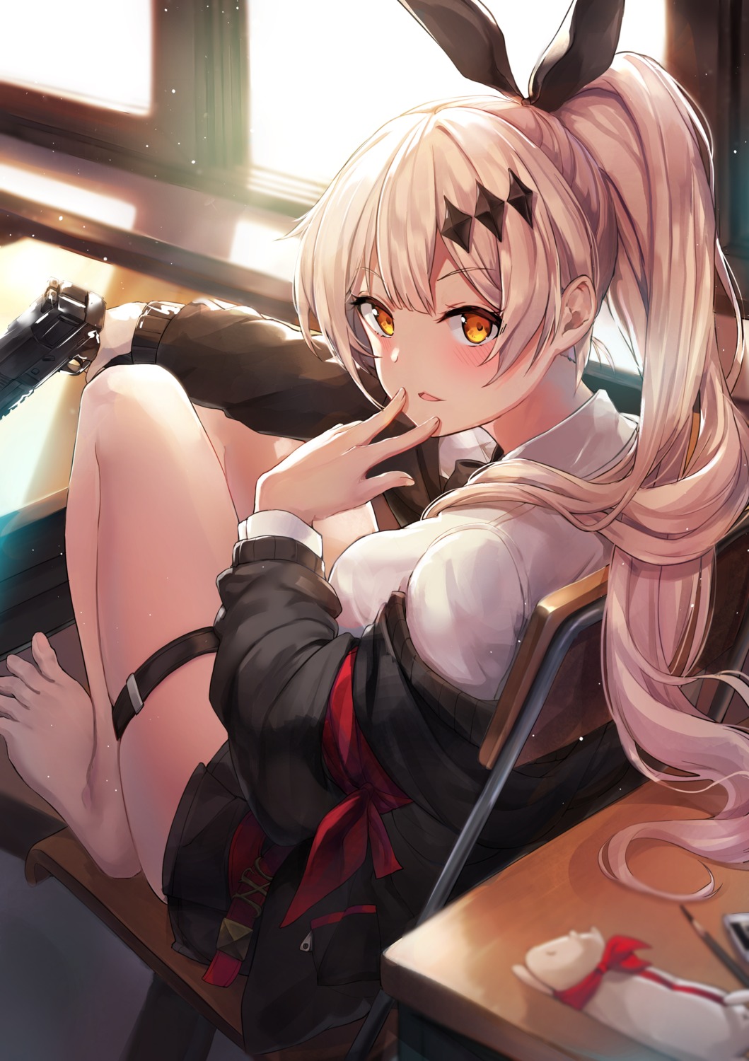 bada_(jksh5056), five-seven, garter, girls_frontline, gun