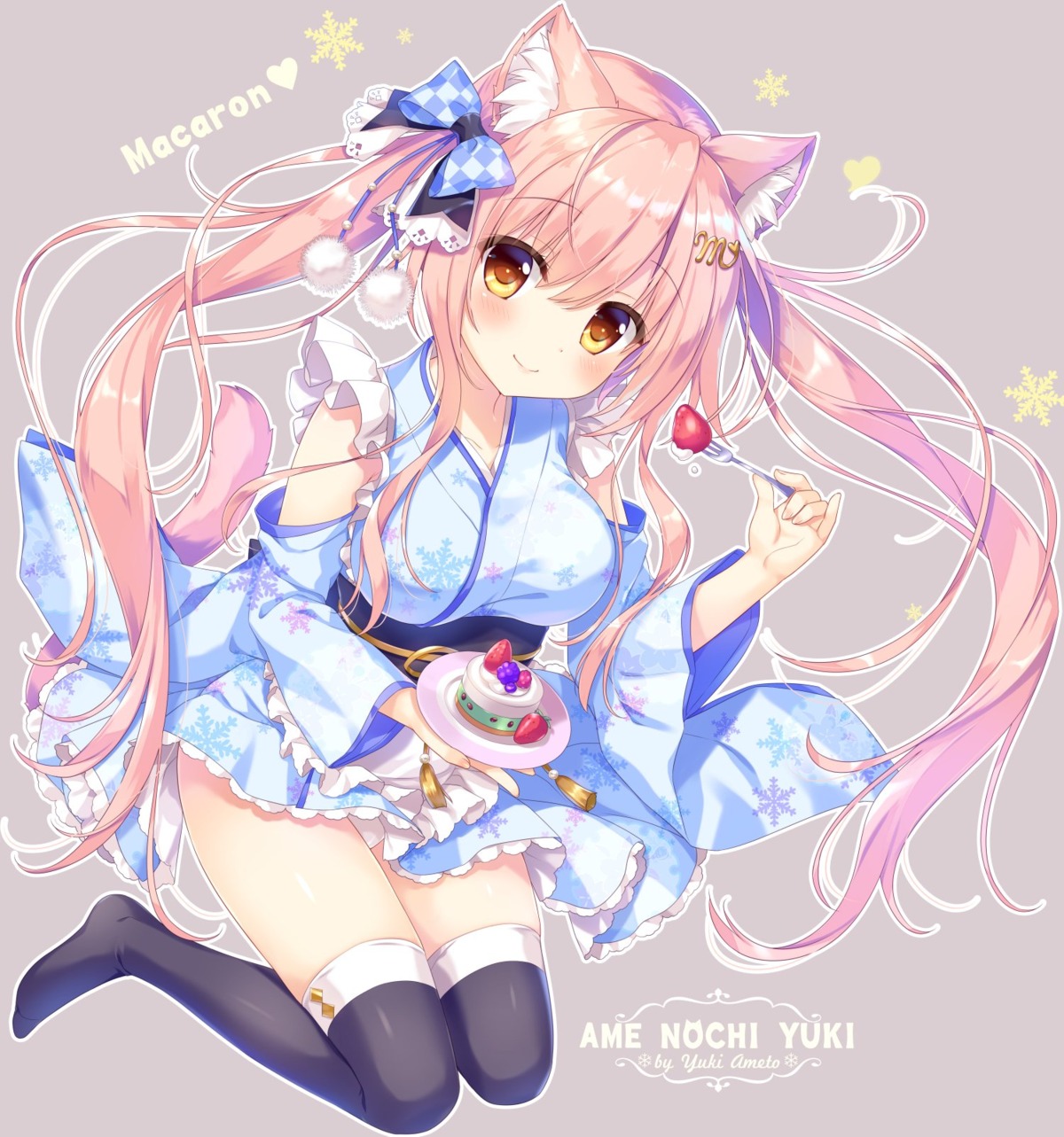 ameto_yuki, animal_ears, macaron_(ameto_yuki), maid, nekomimi, tail, thighhighs, wa_maid