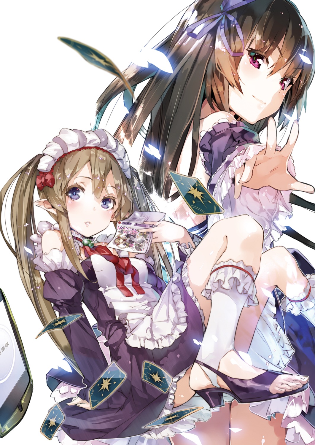 dress, heels, maid, myuseru_foaran, outbreak_company, pointy_ears, yuugen