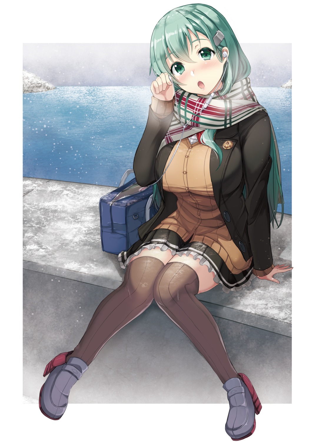 ginichi, heels, kantai_collection, seifuku, suzuya_(kancolle), sweater, thighhighs