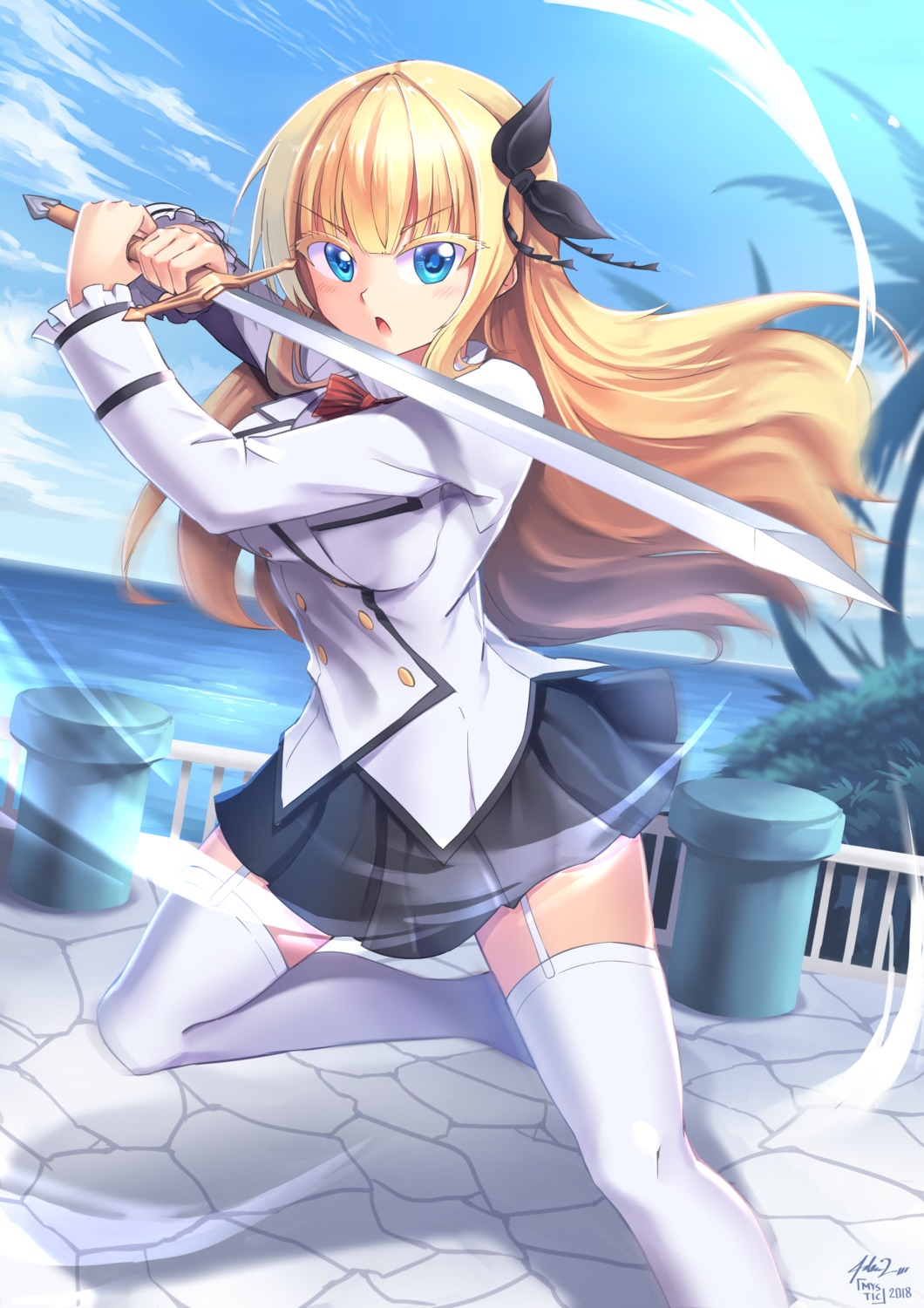 juliet_persia, kishuku_gakkou_no_juliet, mystic-san, seifuku, stockings, sword, thighhighs