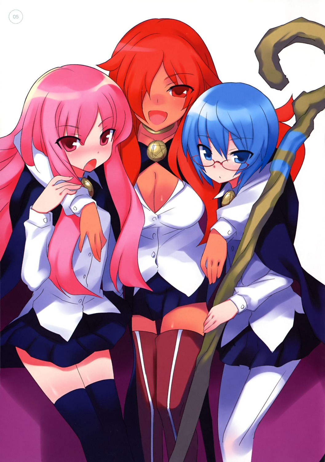 cleavage, kirche, louise_francoise_le_blanc_de_la_valliere, tabitha, thighhighs, usatsuka_eiji, zero_no_tsukaima