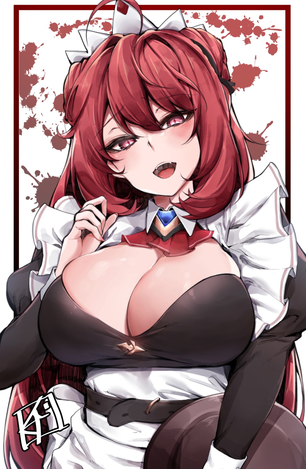 chickenvomit, cleavage, erze_(king's_raid), king's_raid, maid