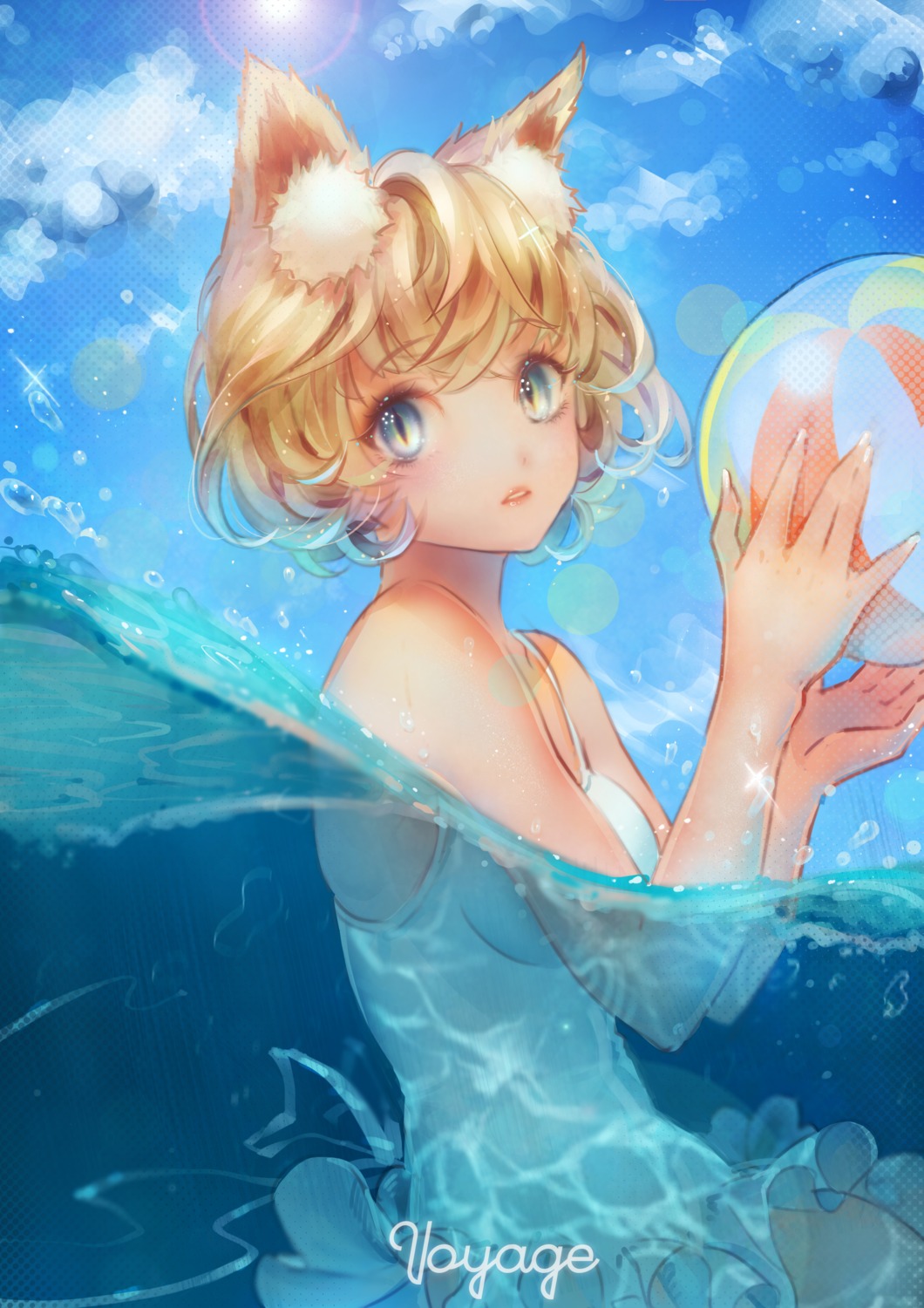 animal_ears, sai_ichirou, swimsuits, wet