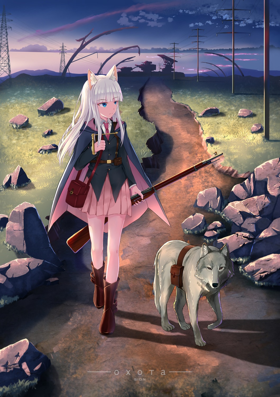 animal_ears, gun, sion005, uniform
