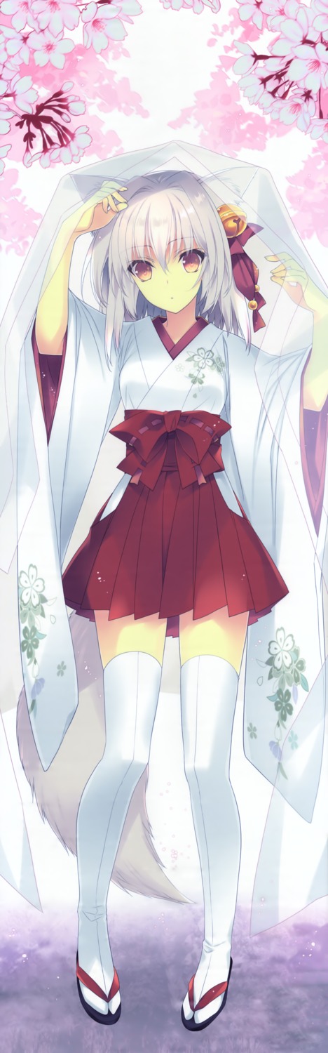 animal_ears, heart-work, miko, suzuhira_hiro, tail, thighhighs