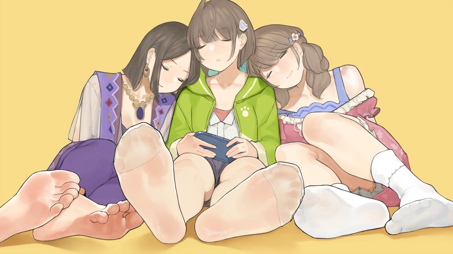cleavage, dress, endcard, feet, himote_house, pantyhose, yom
