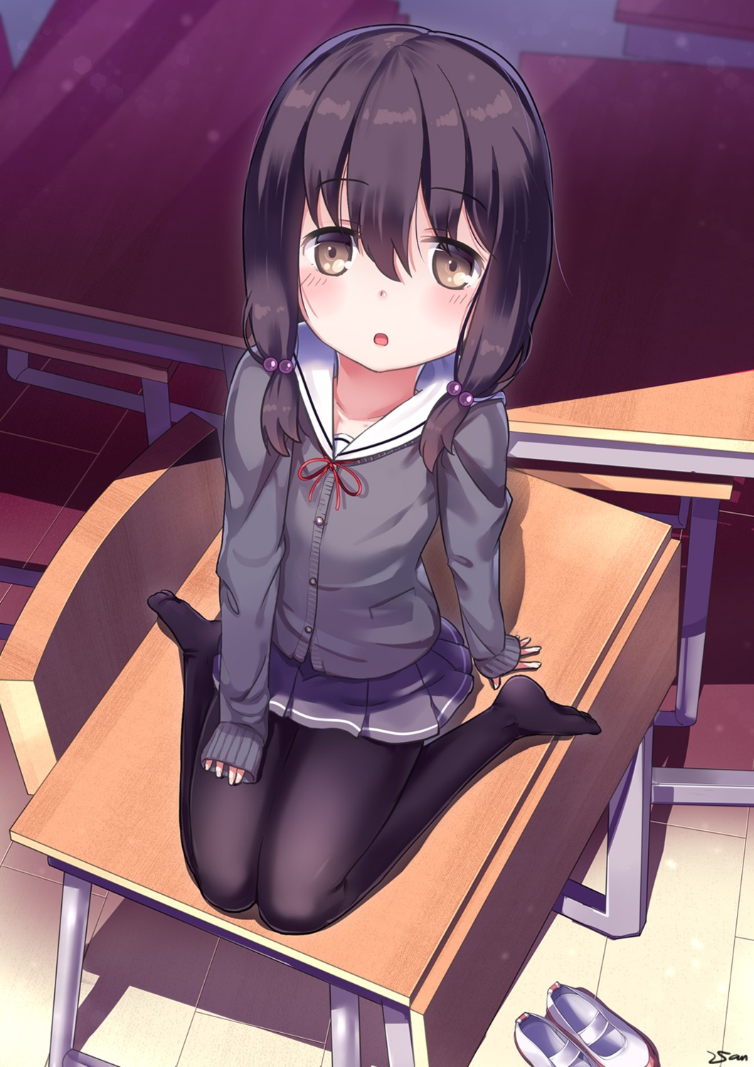 pantyhose, seifuku, sweater, too-ye
