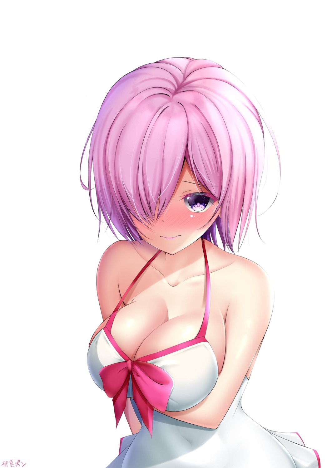 breast_hold, cleavage, fate/grand_order, mash_kyrielight, namaponpon_00, swimsuits
