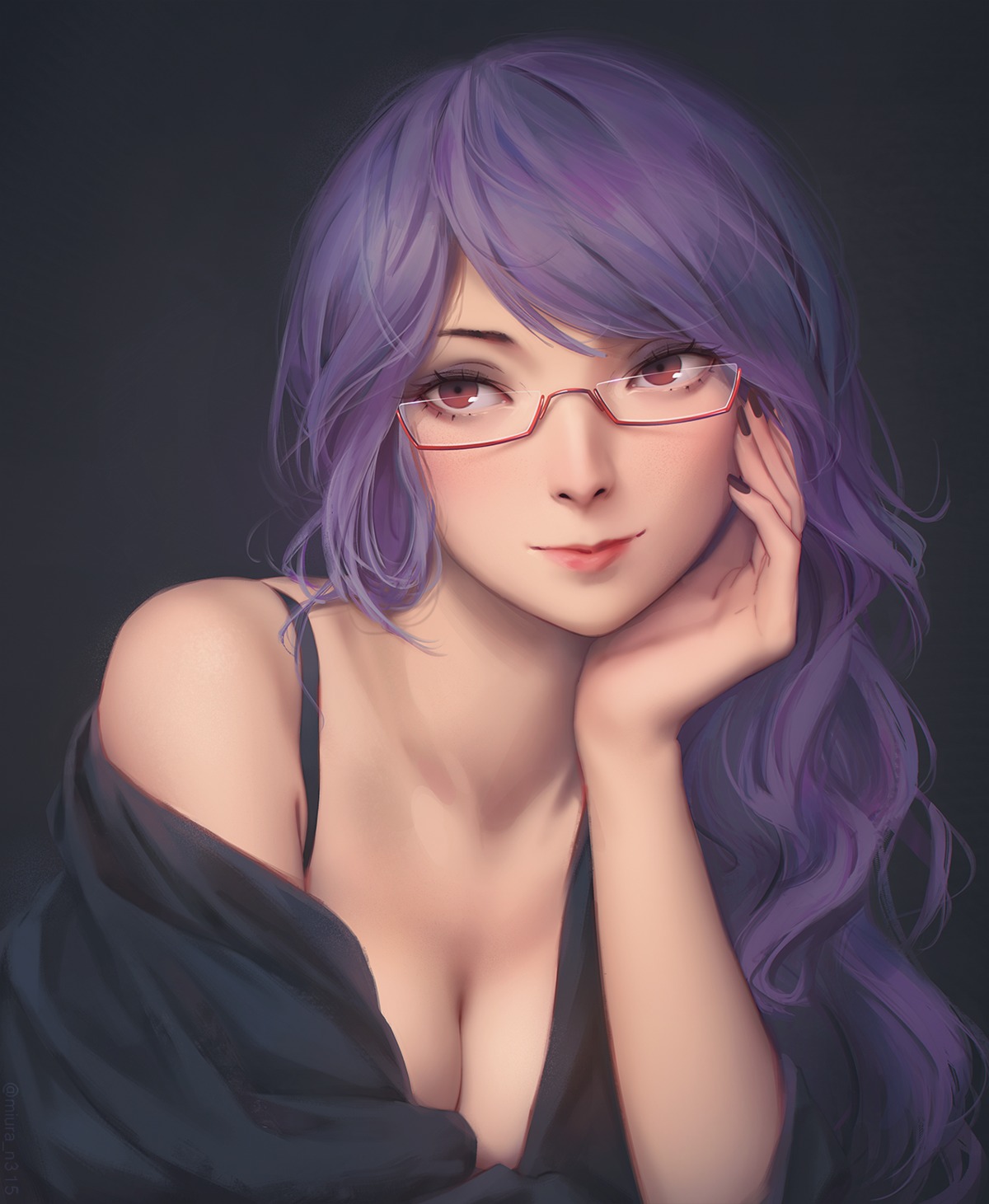 cleavage, kamishiro_rize, megane, miura_naoko, open_shirt, tokyo_ghoul