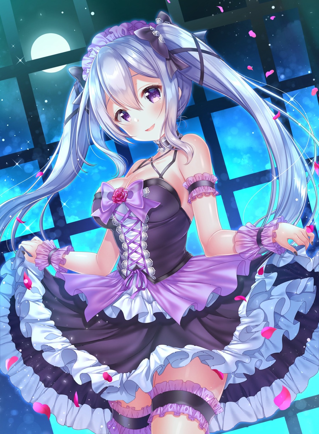 aoba_chise, aoba_project, cleavage, dress, garter, sakura_moyon, skirt_lift