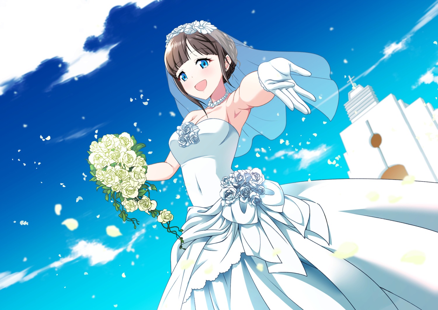 cleavage, dress, nijisanji, shirihime, suzuka_utako, wedding_dress