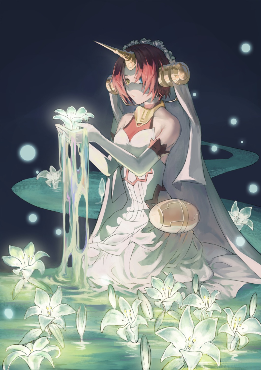 dress, fate/apocrypha, fate/stay_night, frankenstein's_monster_(fate), gungun, heterochromia, horns, wet
