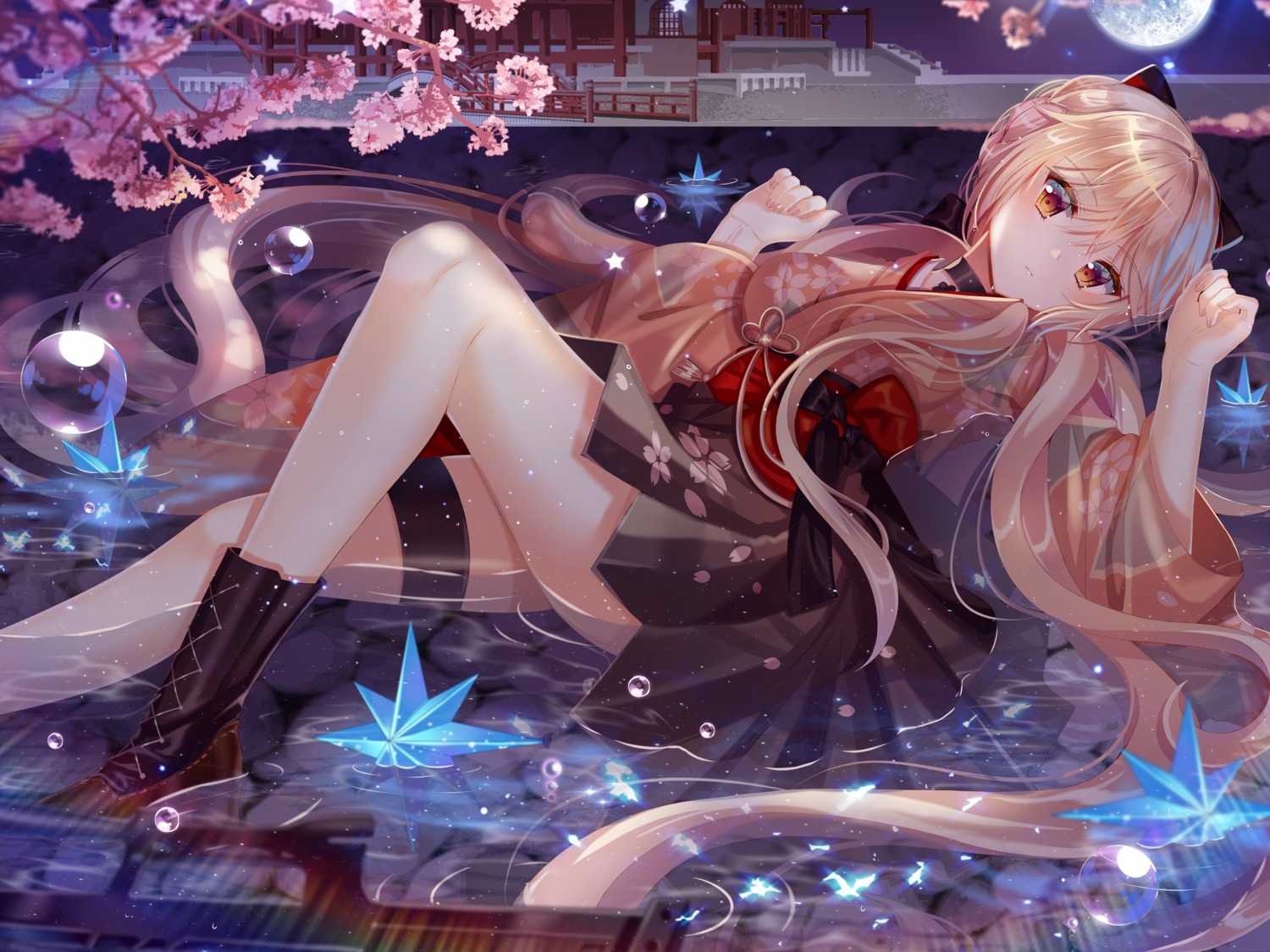 ecu8080, garter, girls_frontline, heels, japanese_clothes, ots-14_(girls_frontline), wet