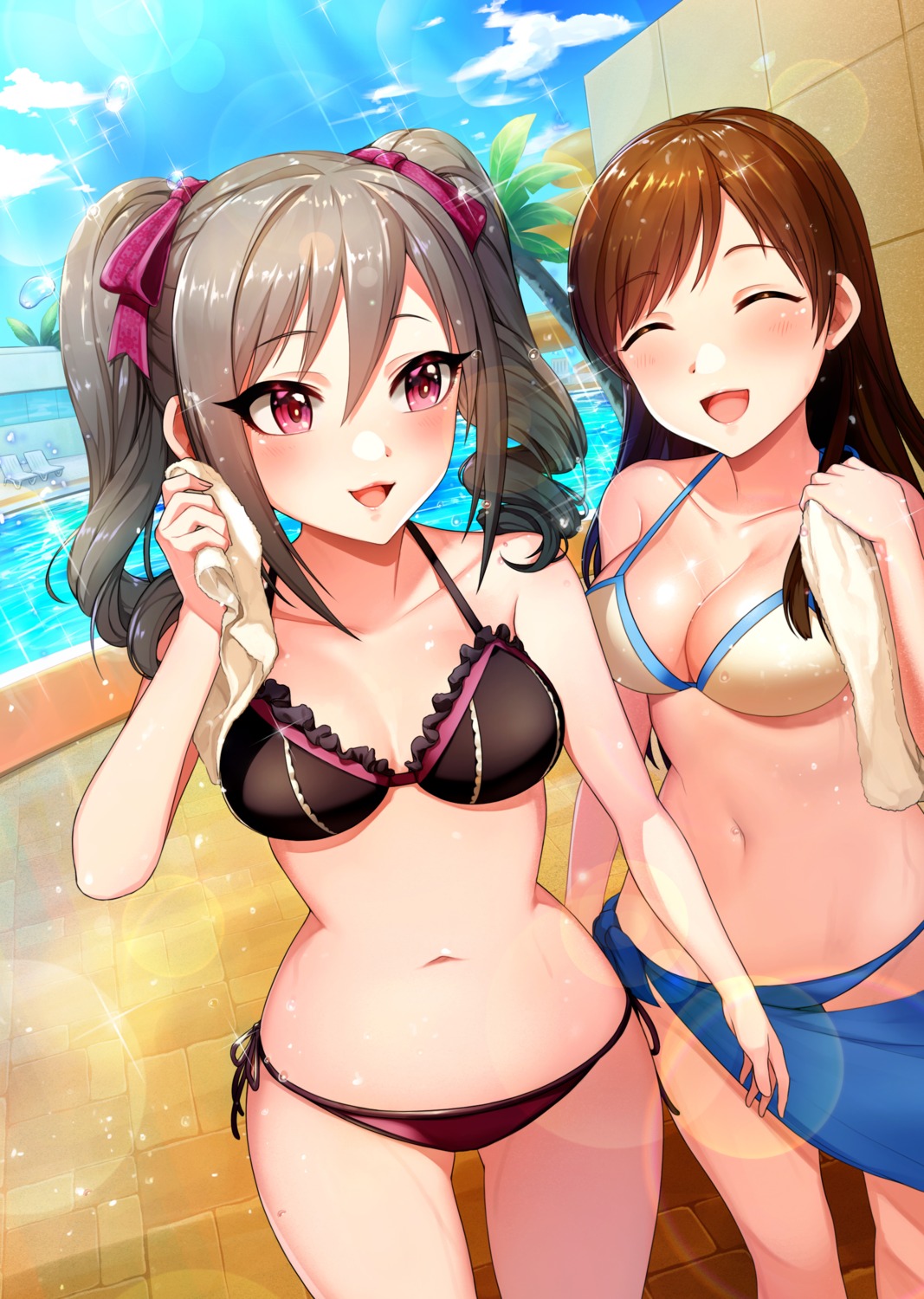 bikini, cleavage, jai_(whany1998), kanzaki_ranko, nitta_minami, swimsuits, the_idolm@ster, the_idolm@ster_cinderella_girls
