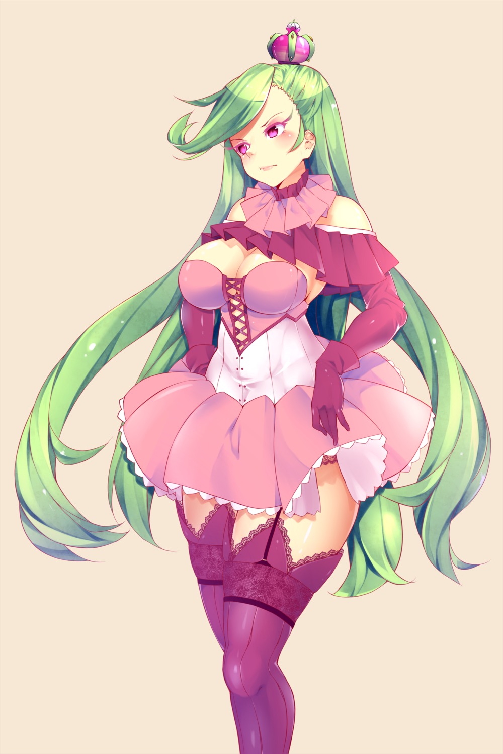 anthropomorphization, bonkiru, cleavage, pokemon, pokemon_sm, pokemon_usum, stockings, thighhighs, tsareena
