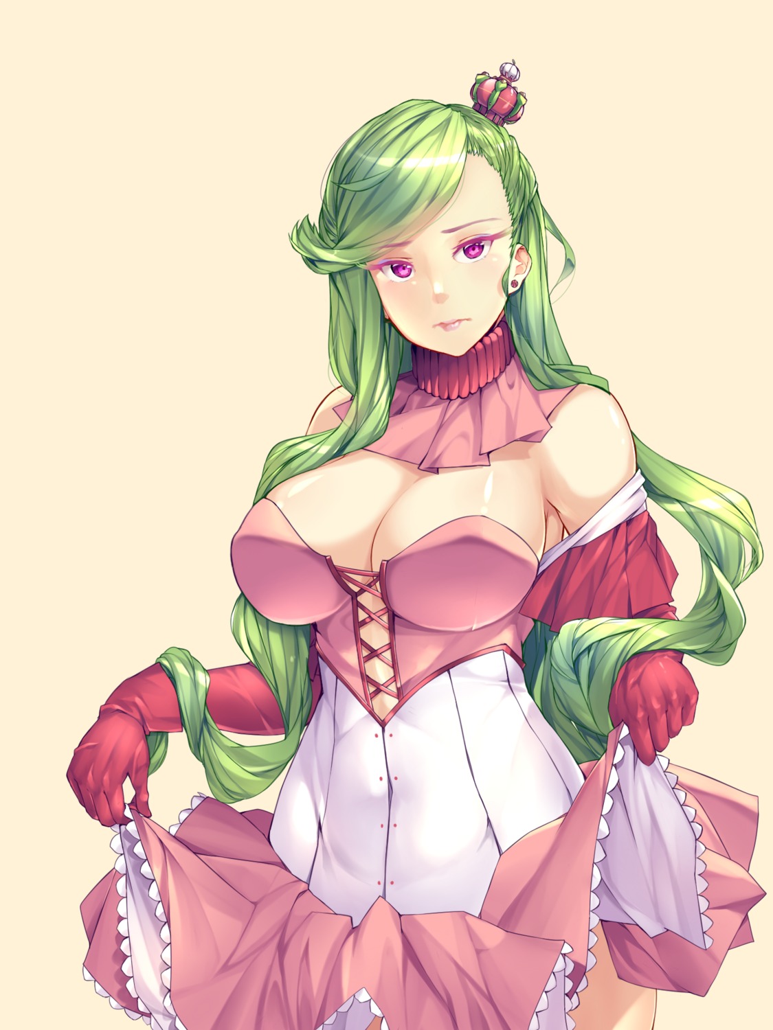 anthropomorphization, bonkiru, cleavage, pokemon, pokemon_sm, pokemon_usum, skirt_lift, tsareena