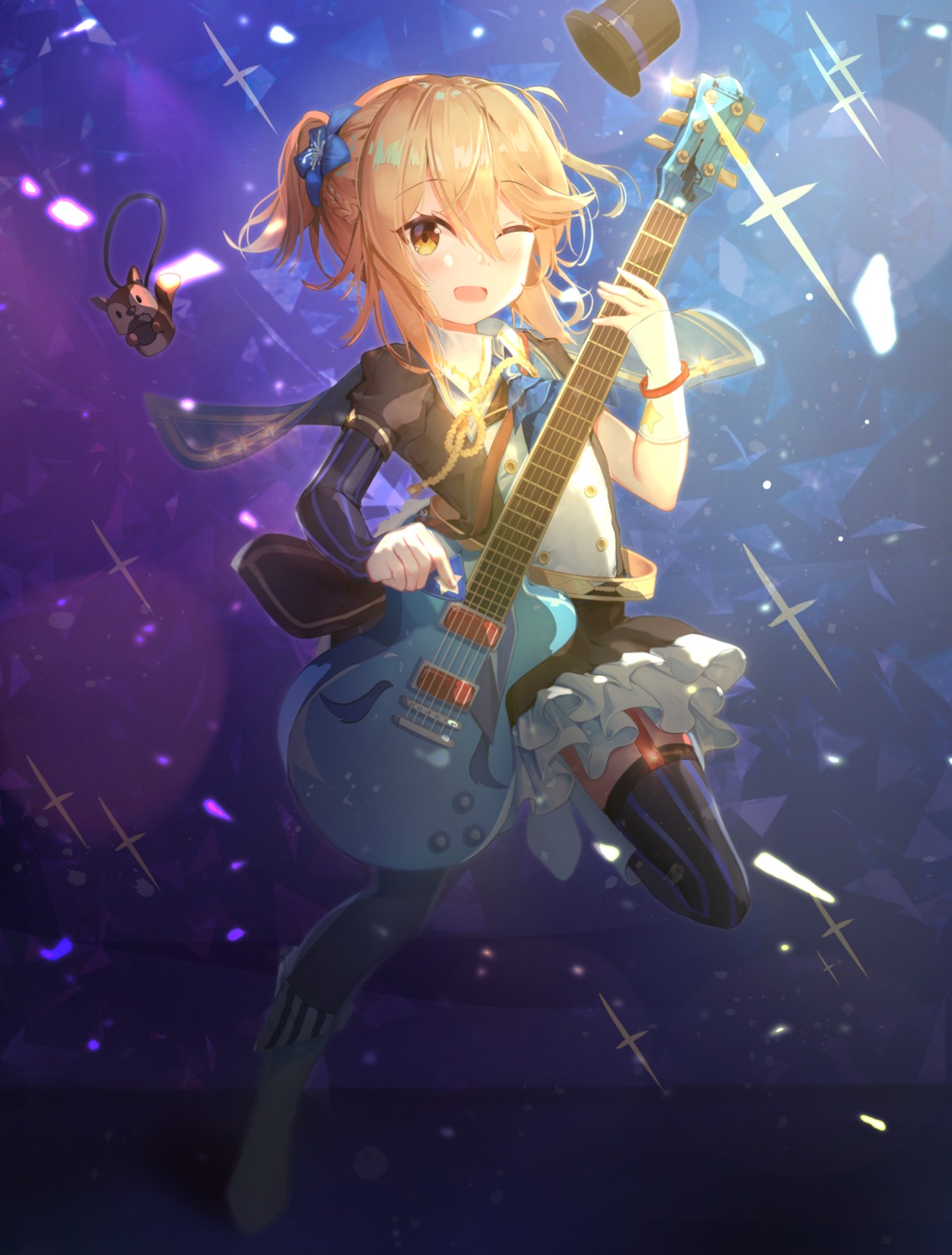 girls_frontline, guitar, m1895_(girls_frontline), seero, stockings, thighhighs, uniform