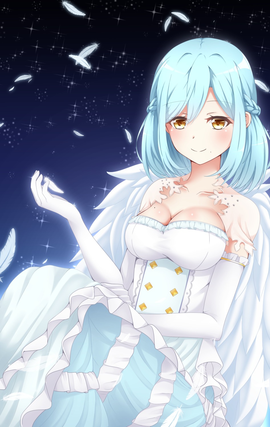 cleavage, dress, moira_(nijisanji), nijisanji, no_bra, rin_(pixiv7777459), wings