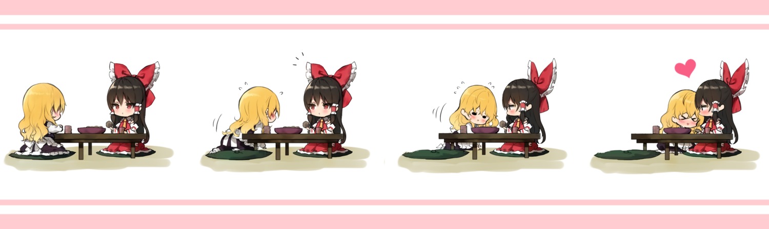 dress, hakurei_reimu, kirisame_marisa, miko, piyokichi, touhou, yuri