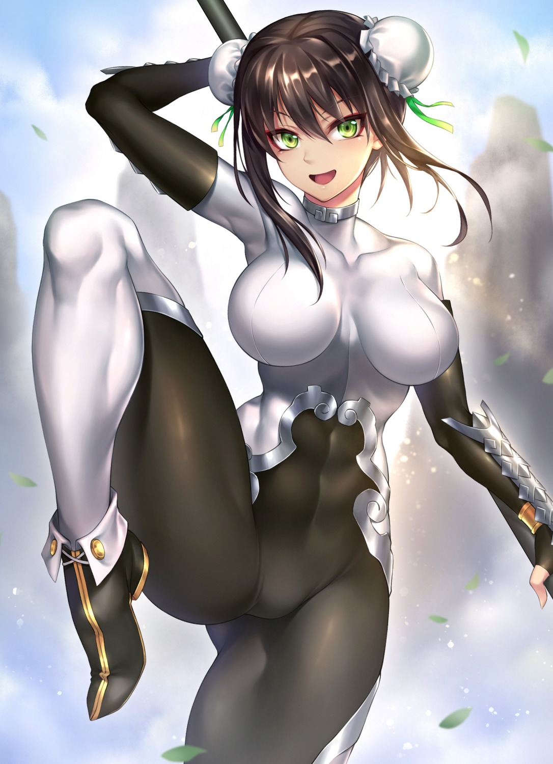 armor, bodysuit, fate/grand_order, heels, nasaniliu, qin_liangyu_(fate), weapon