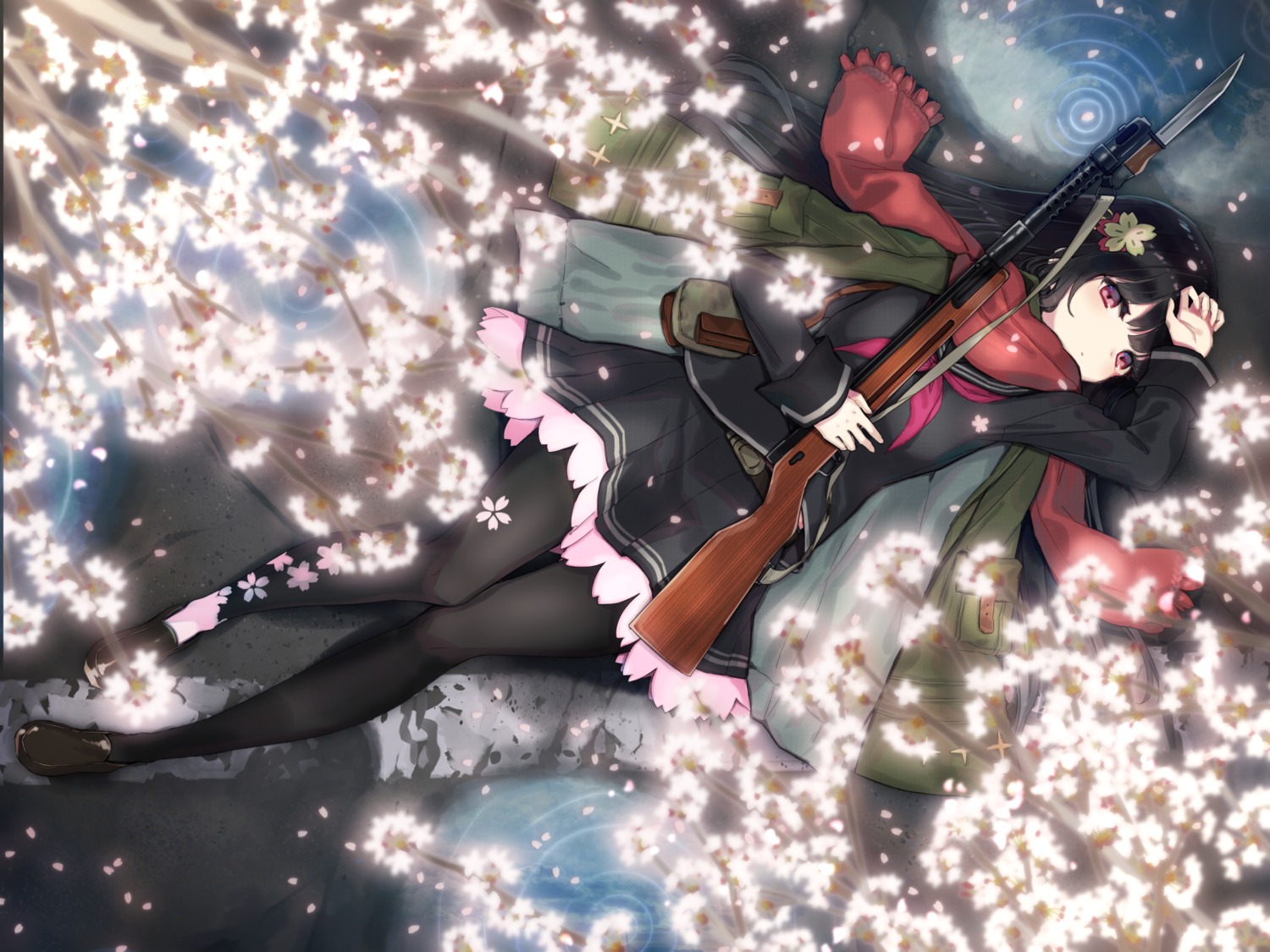 girls_frontline, gun, pantyhose, seifuku, type_100_(girls_frontline), yamashiki_(orca_buteo)