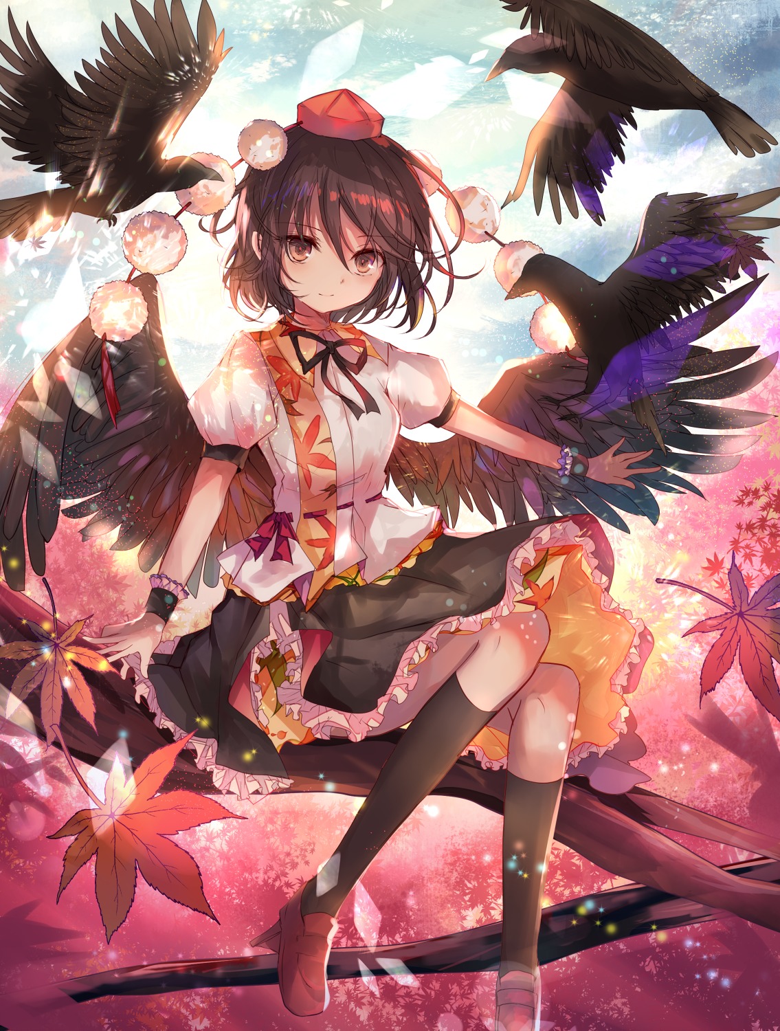 kazu_(muchuukai), shameimaru_aya, touhou, wings