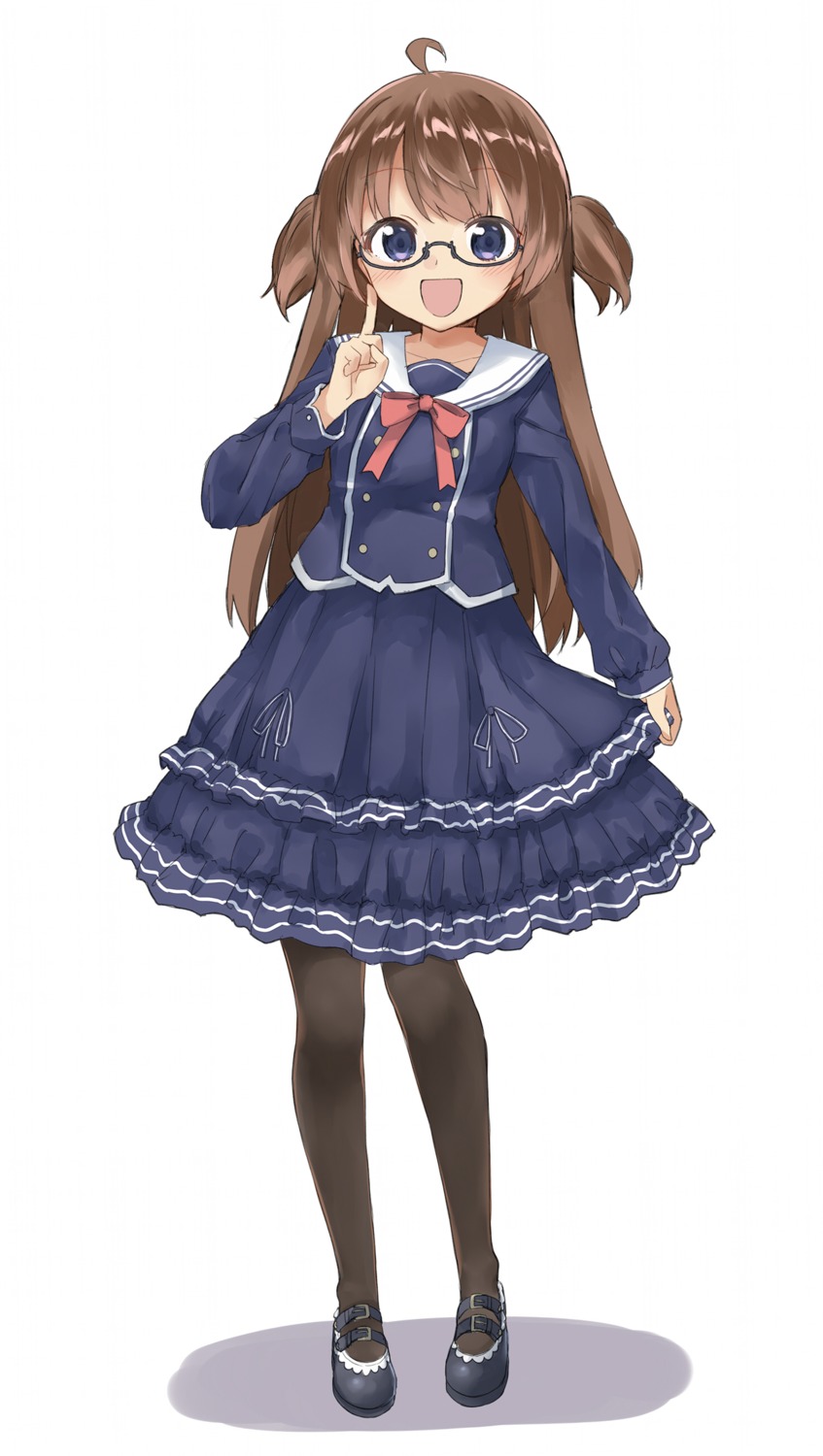 megane, pantyhose, seifuku, sekira_ame