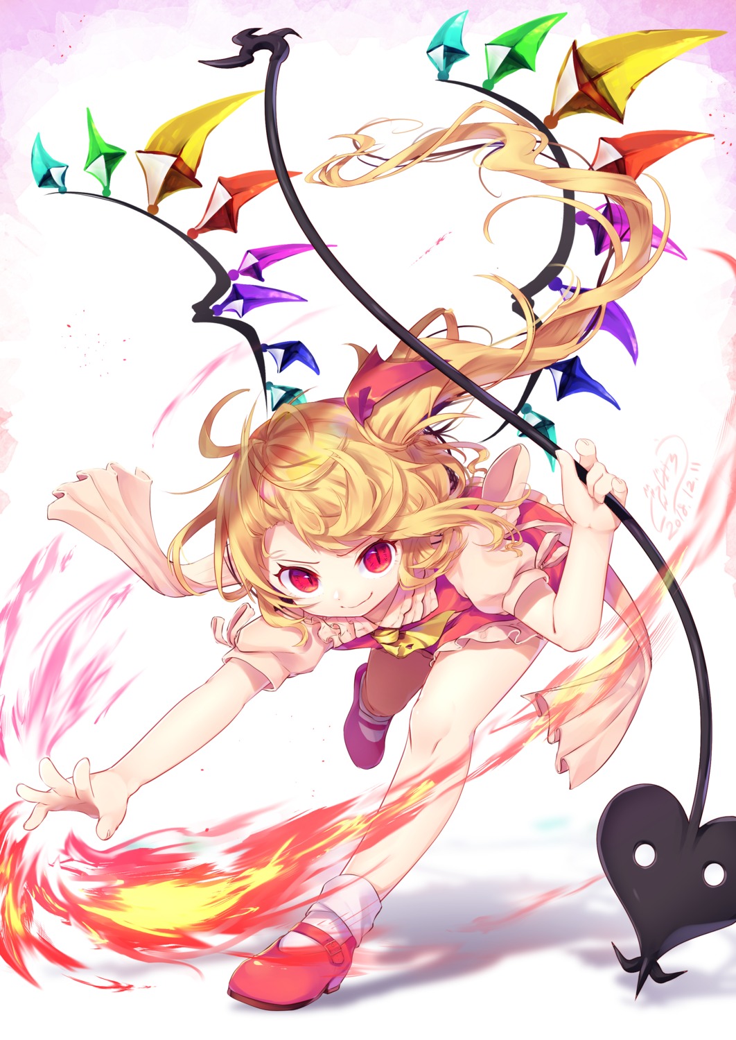 flandre_scarlet, gunjou_row, heels, touhou, weapon, wings