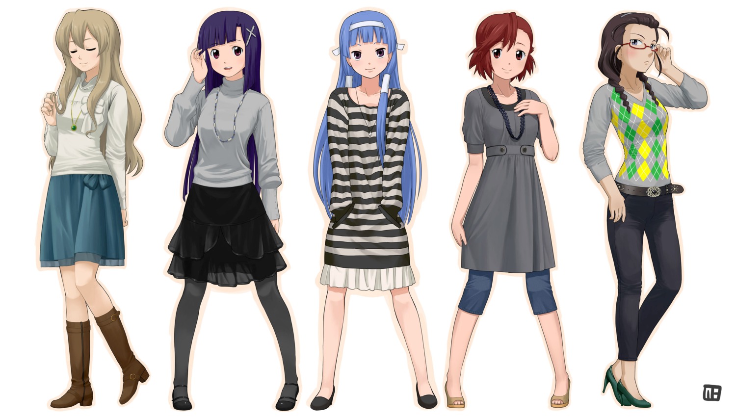 aoba_tsugumi, kannagi_crazy_shrine_maidens, kimura_takako, megane, nagi, nagian, ookouchi_shino, pantyhose