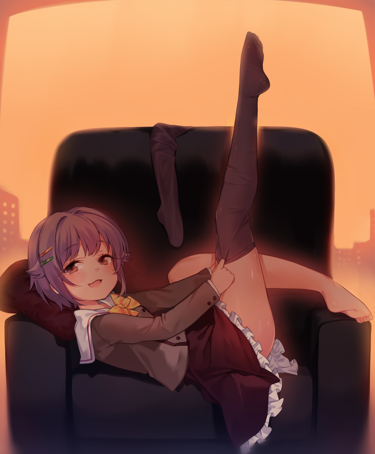 feet, koshimizu_sachiko, seifuku, takotsu, the_idolm@ster, the_idolm@ster_cinderella_girls, thighhighs, undressing