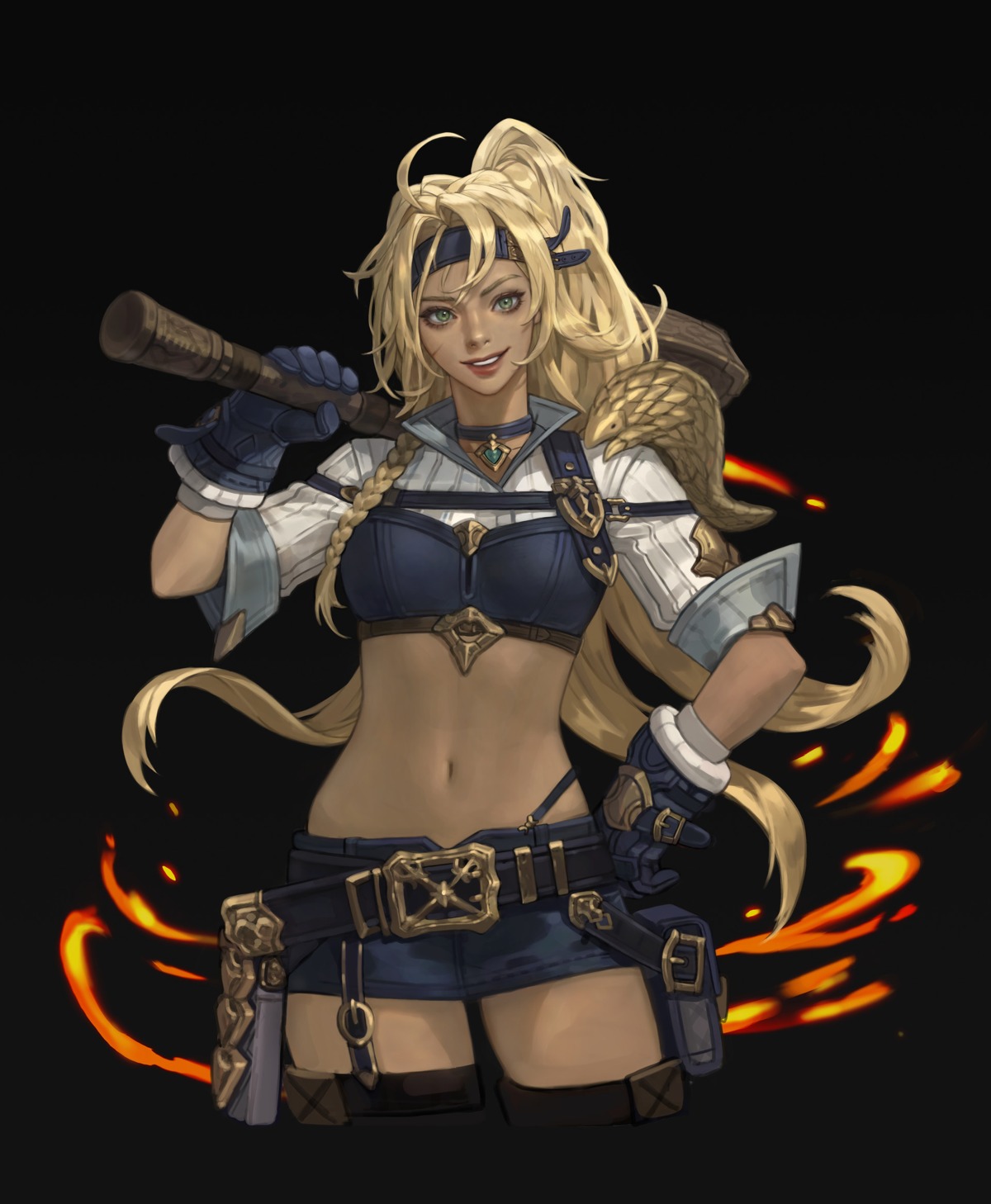 monable, stockings, thighhighs, weapon