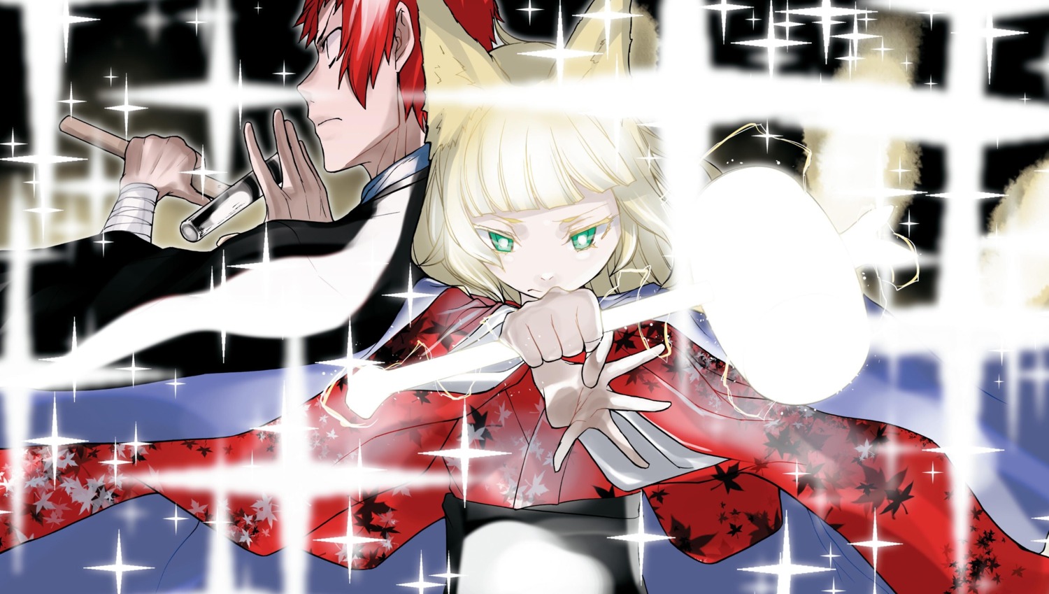 animal_ears, bandages, dungeon_ni_deai_wo_motomeru_no_wa_machigatteiru_darou_ka, japanese_clothes, sanjouno_haruhime, weapon, welf_crozzo, yasuda_suzuhito