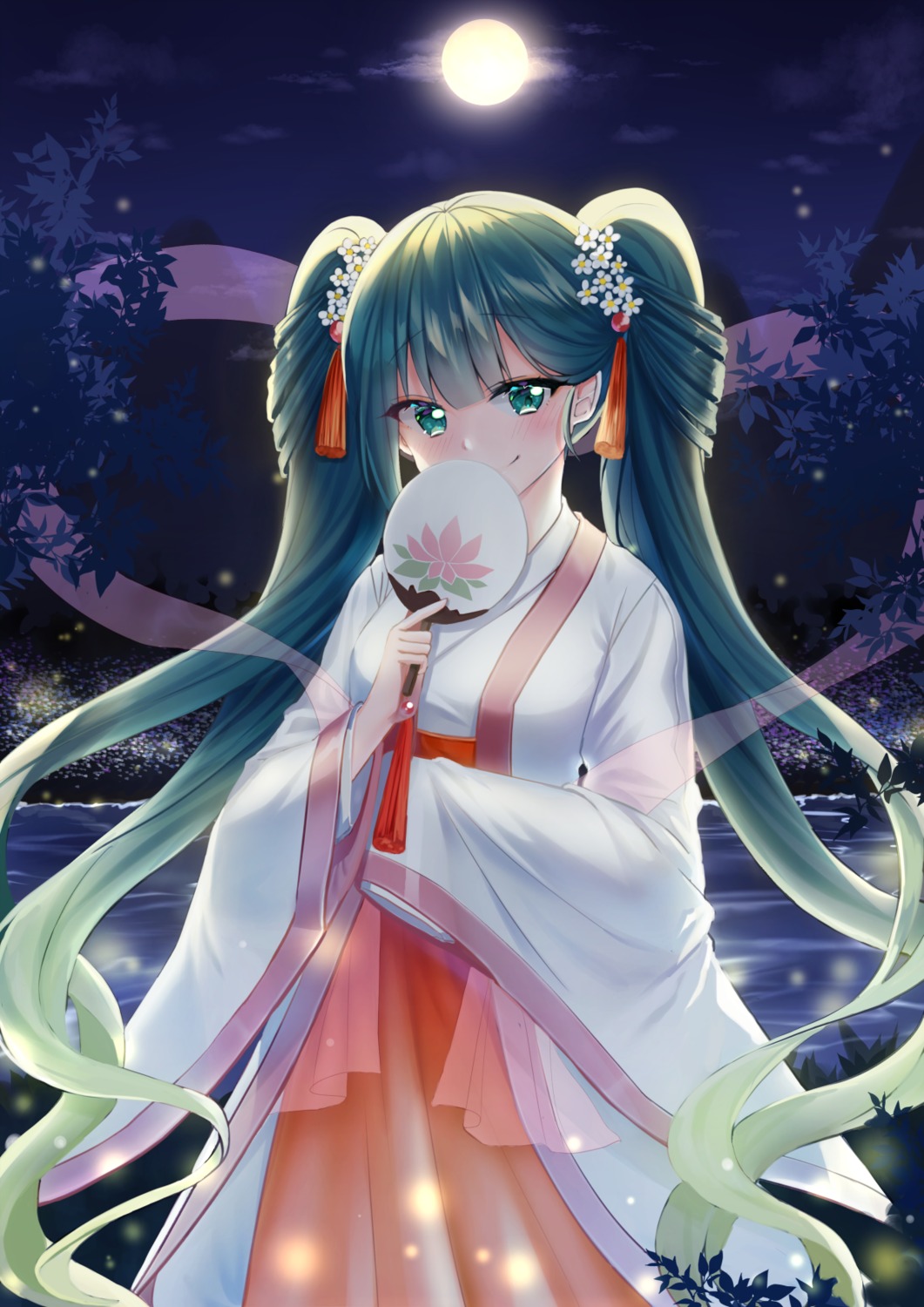 asian_clothes, chuushuu_meigetsu_miku, hatsune_miku, mamel_27, vocaloid