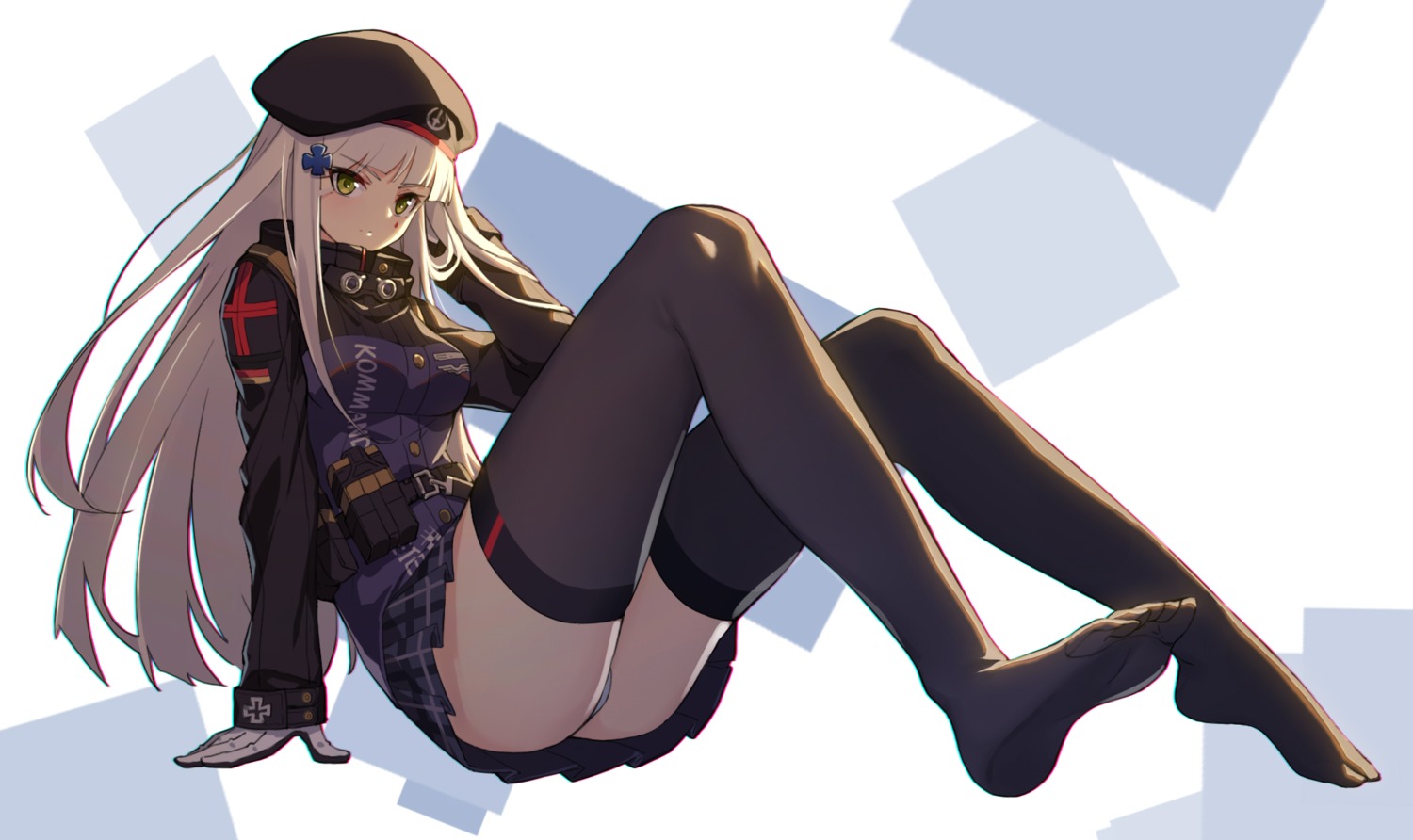 feet, girls_frontline, hk416_(girls_frontline), hongchajun, pantsu, thighhighs, thong