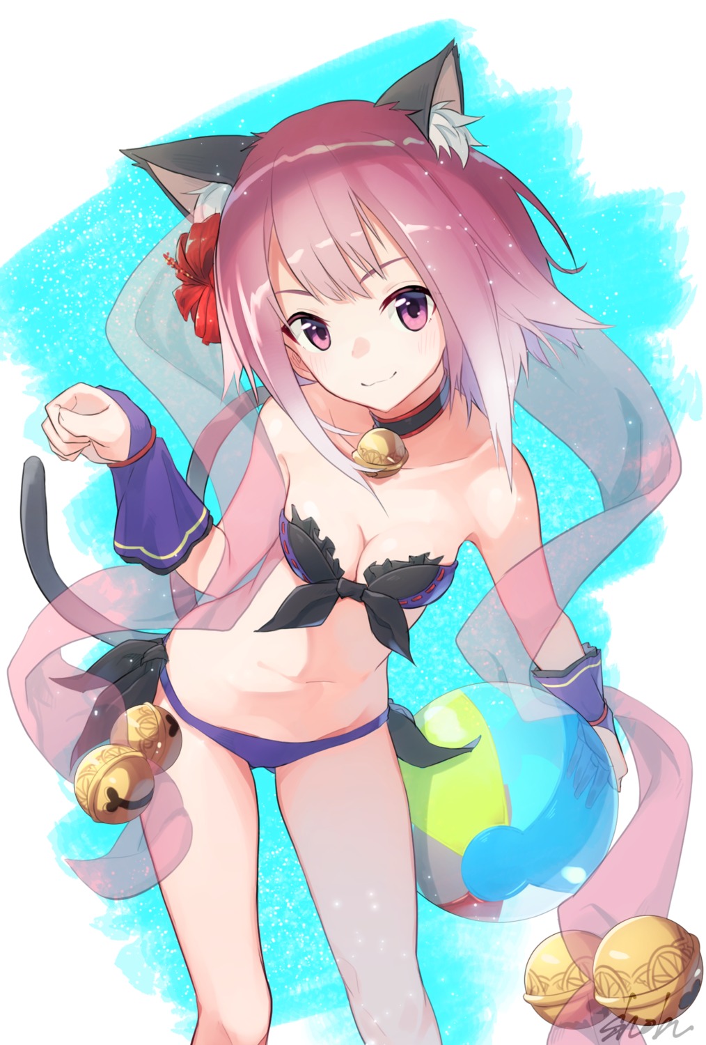 animal_ears, bikini, cleavage, miyasaka_tamaki, nekomimi, princess_connect!, princess_connect!_re:dive, sho_bu_1116, swimsuits, tail