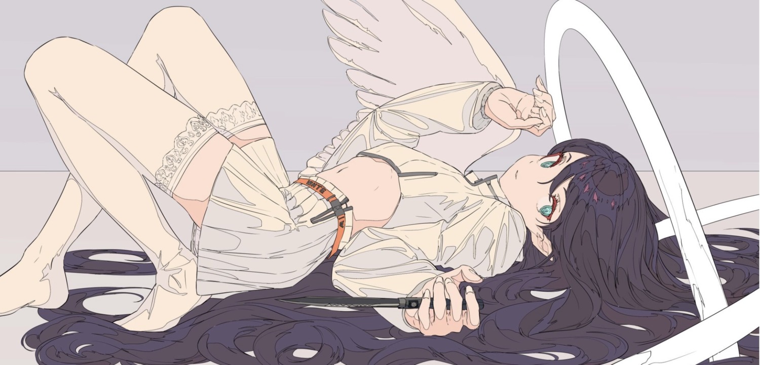 cogecha, thighhighs, weapon, wings