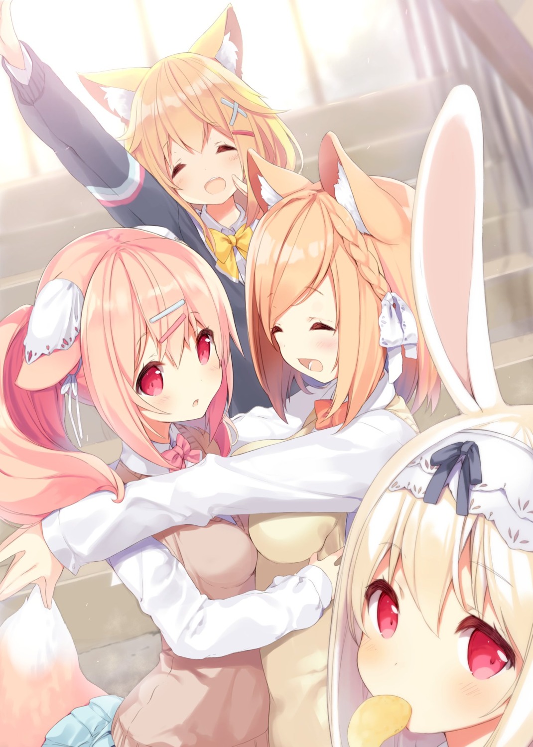 amamiya_aki, amamiya_mei, animal_ears, bunny_ears, cynthia_riddle, duplicate, p19, seifuku
