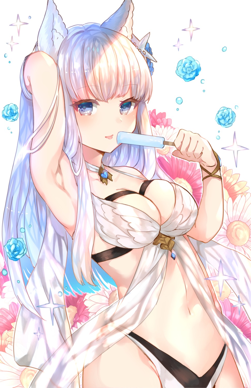 animal_ears, bikini, cleavage, granblue_fantasy, korwa, see_through, sweetroad, swimsuits