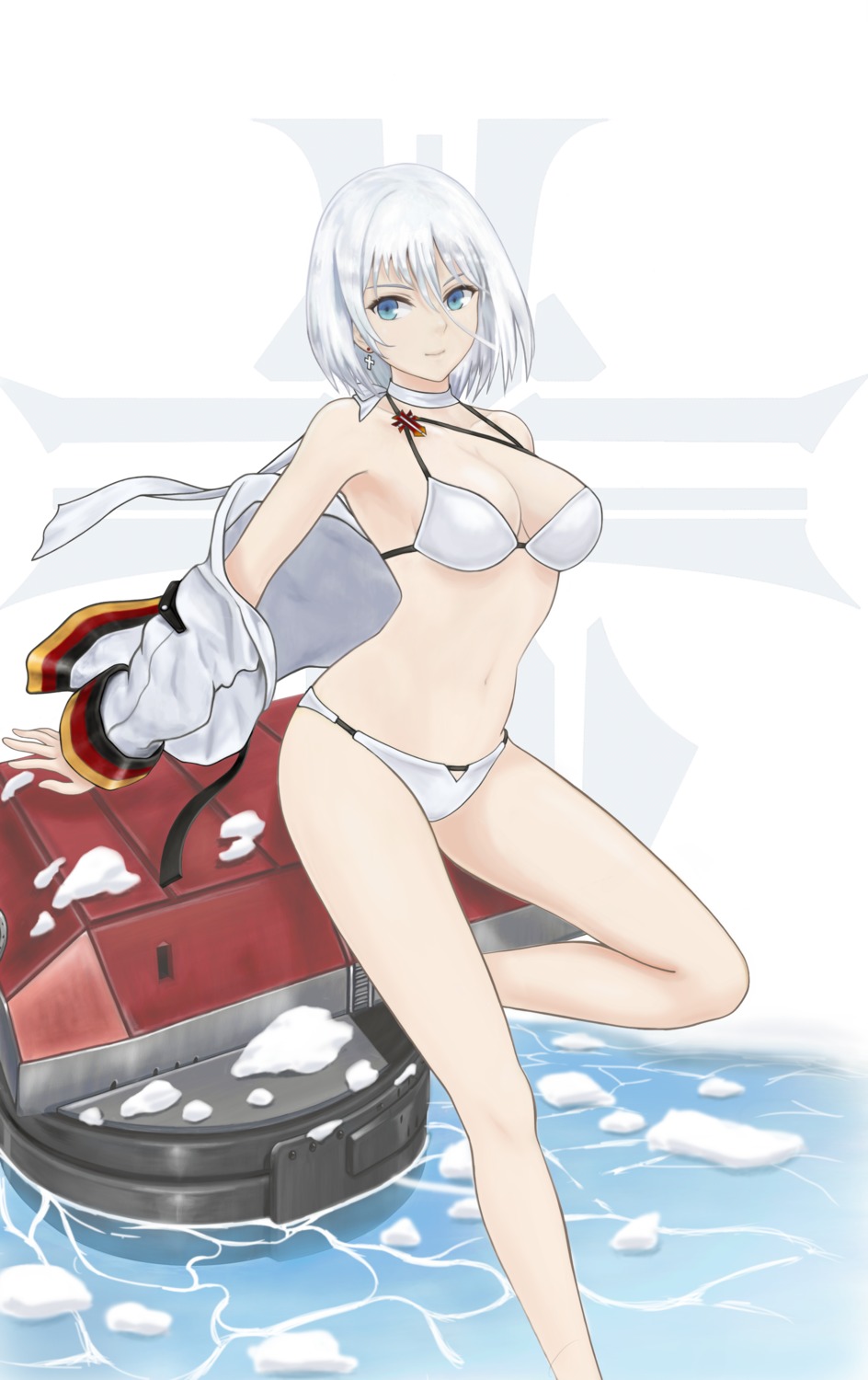 azur_lane, bikini, cleavage, open_shirt, swimsuits, tirpitz_(azur_lane), tomozou-1971