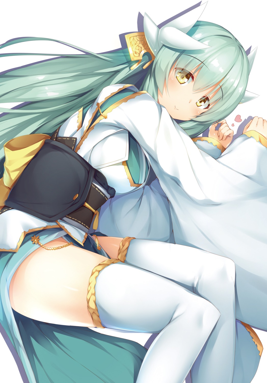 fate/grand_order, horns, japanese_clothes, kiyohime_(fate), thighhighs, yuki_kawachi