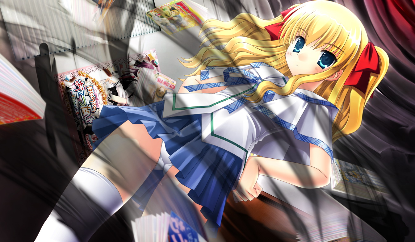 asuka_pyon, claire, pantsu, seifuku, sin_kuro_to_kiiro_no_shoujo, thighhighs