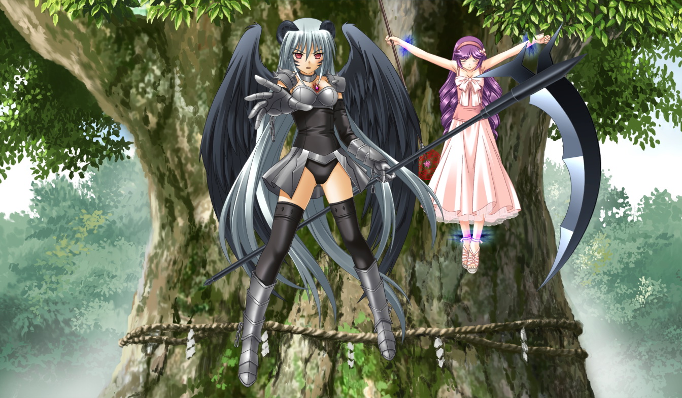 asuka_pyon, sin_kuro_to_kiiro_no_shoujo, thighhighs, wings
