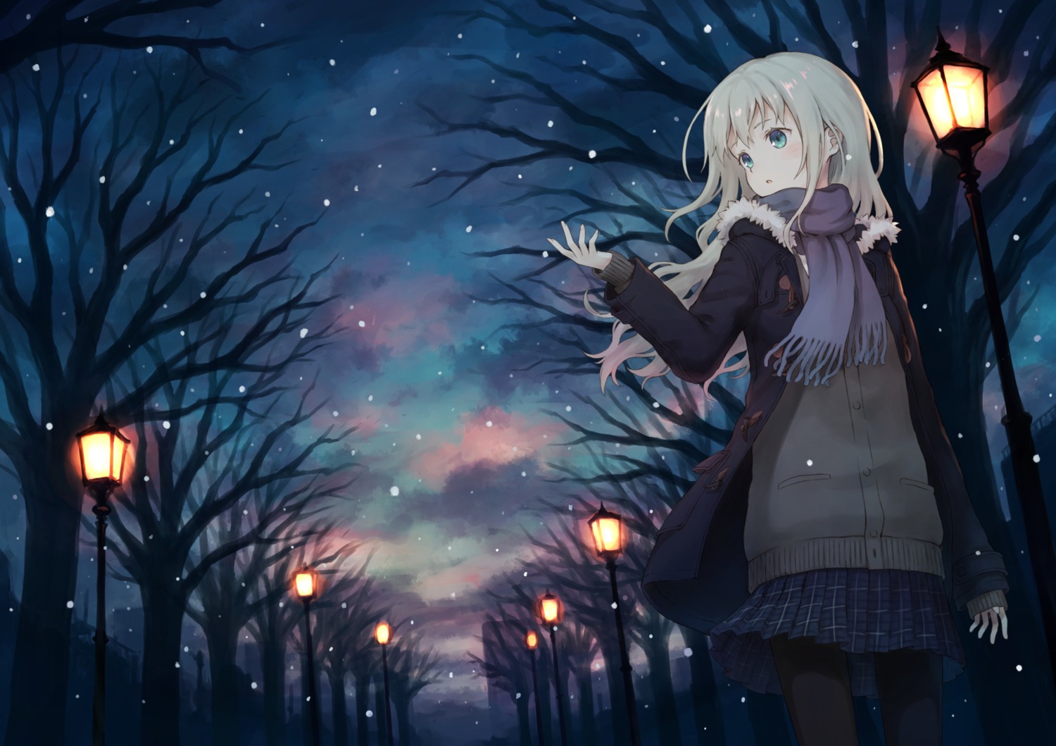 104_(artist), landscape, pantyhose, seifuku, sweater